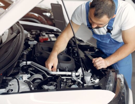 Man repair car engine